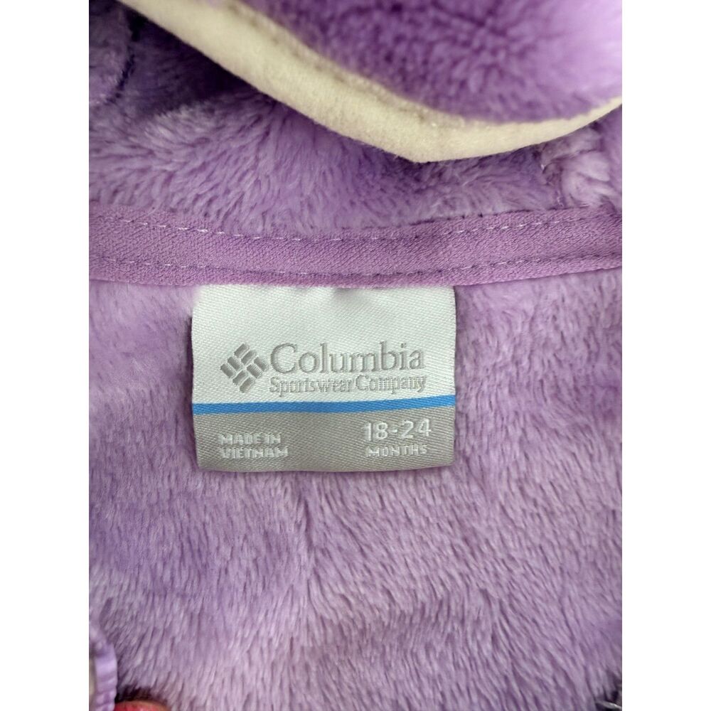 Columbia Baby 18-24M Purple Fleece Bunting Hooded Animal Ears Snowsuit - Picture 2 of 12